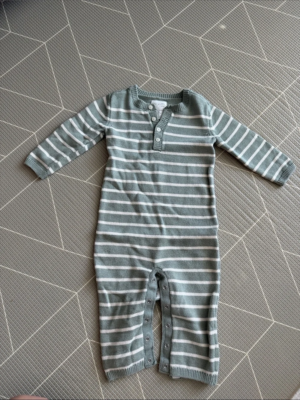 Little Planet Green & White Stripe Knit One-Piece
